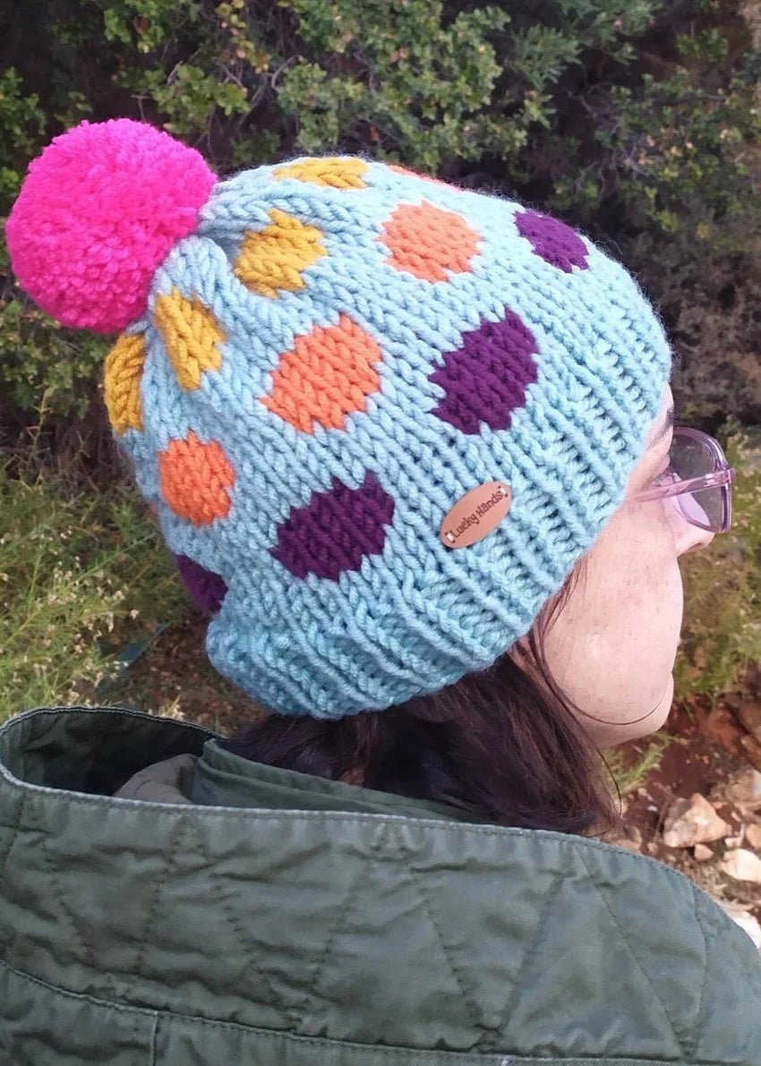 Blue Crochet Beanie, Handknit hat, Winter knit hat, Warm winter knitted hat, Colorful knitted hat, Unisex Adult beanie, Christmas Gifts