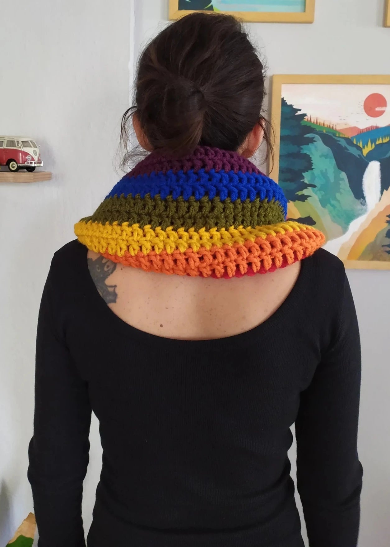 Rainbow Crochet, Pride Flag Knit Scarf, Handmade Winter Clothing Scarf Wear, Gift For Her Him, Crochet Lgbt Scarves, Winter Clothes Snood