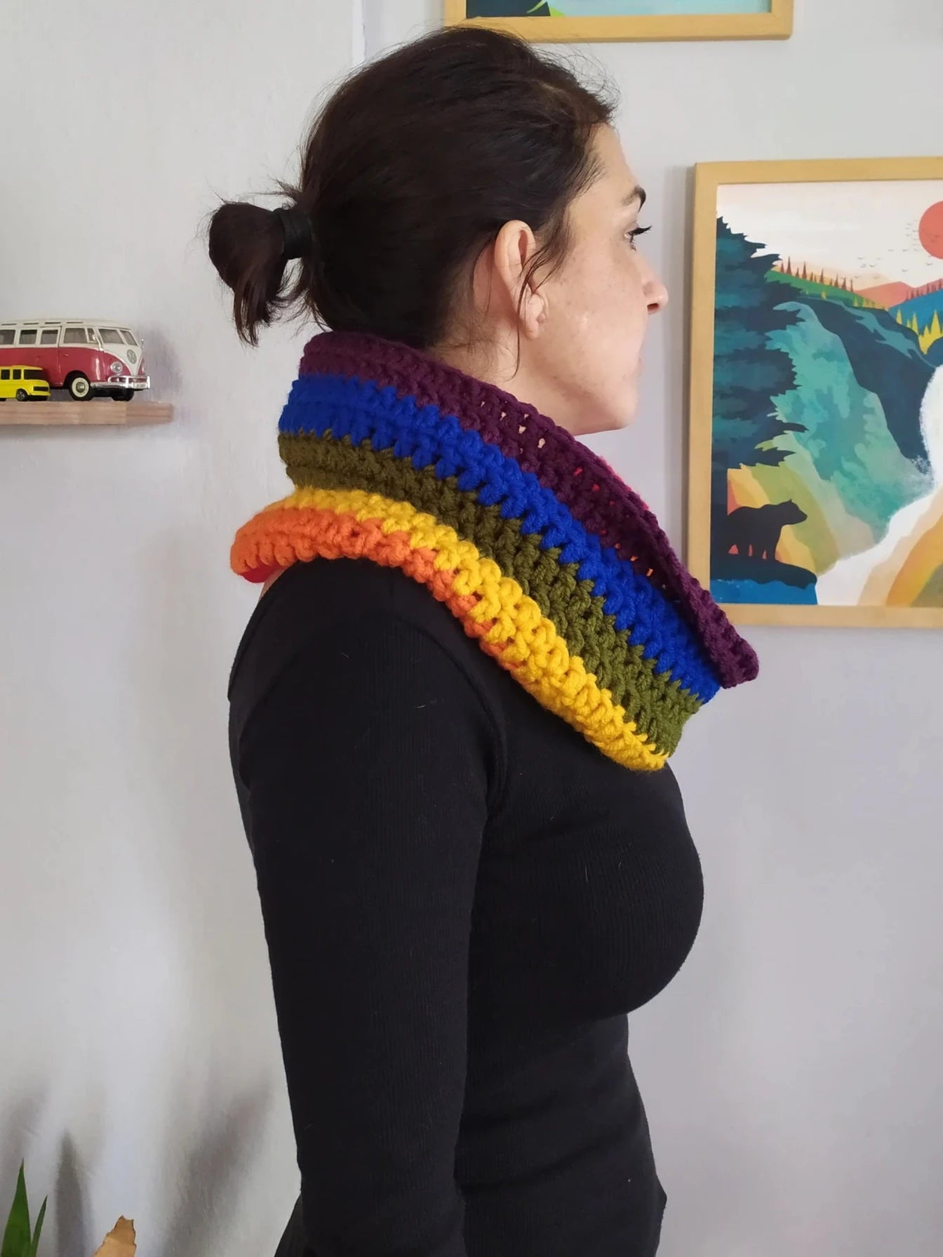 Rainbow Crochet, Pride Flag Knit Scarf, Handmade Winter Clothing Scarf Wear, Gift For Her Him, Crochet Lgbt Scarves, Winter Clothes Snood